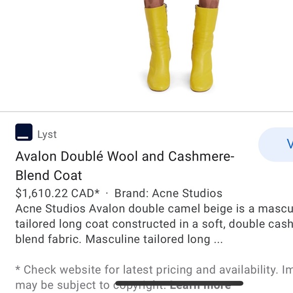 acne studios avalon wool and cashmere coat tan - Picture 7 of 8